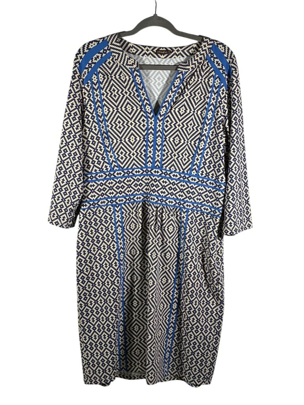 J. McLaughlin Catalina cloth stretch jersey Blue Geometric Print Dress XL